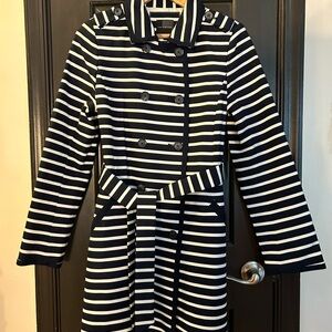 New Without Tags Size Medium Limited Navy and White Striped Trench Coat